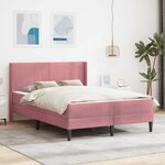 vidaXL Cadre de lit avec matelas Rose 140 x 200 cm Velours