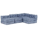 vidaXL Pouf modulaire à 4 places Indigo Tissu