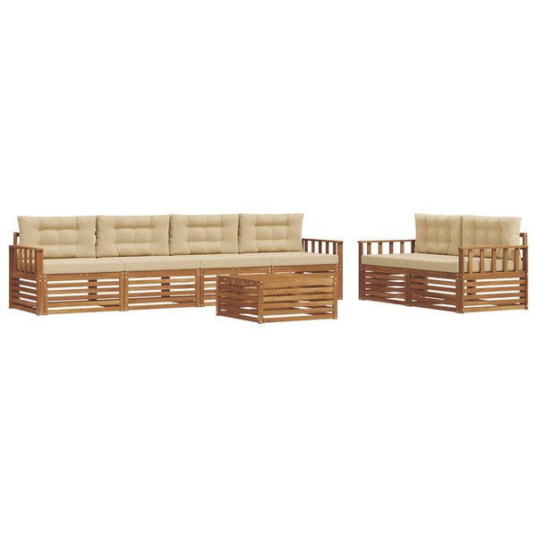 vidaXL Ensemble de canapés d'extérieur 7 Pièces Naturel et Beige