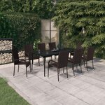 vidaXL Ensemble à manger de jardin 9 Pièces Marron et noir