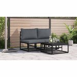 vidaXL Mobilier de jardin avec coussin 2 Pièces Noir Aluminium