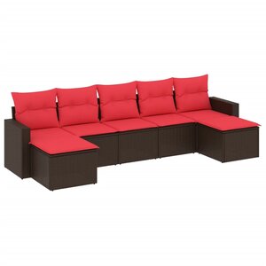 vidaXL Salon de jardin avec coussins 7 Pièces marron résine tressée