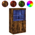 vidaXL Buffet avec lumières LED chêne fumé 60 5x37x100 cm