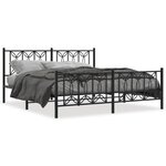 vidaXL Cadre de lit métal sans matelas avec pied de lit noir 180x200cm
