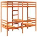 vidaXL Lit mezzanine avec bureau et chaises brun cire 80x200 cm pin