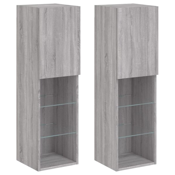 vidaXL Meubles TV avec lumières LED 2 Pièces sonoma gris 30 5x30x102 cm