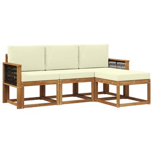 vidaXL Ensemble de canapés d'extérieur 4 pc Naturel et Crème