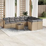 vidaXL Salon de jardin avec coussins 10 Pièces beige résine tressée