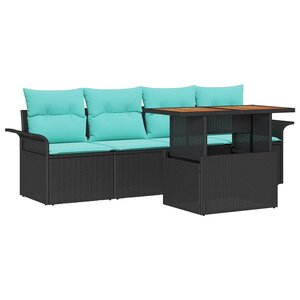 vidaXL Ensemble de canapé de jardin 5 Pièces Noir Poly rotin