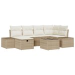 vidaXL Ensemble de canapé de jardin 7 pièces avec coussins Beige Poly Rattan