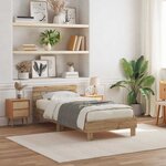 vidaXL Lit avec lumières LED Chêne artisanal 75x190 cm Bois d'ingénierie