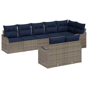 vidaXL Ensemble de canapé de jardin 8 Pièces Gris polyrotin