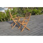 Lot de 2 fauteuils pliantes de jardin en eucalyptus FSC - 57,5x56x90cm