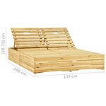 vidaXL Chaise longue double et coussins taupe Bois de pin imprégné