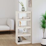 vidaXL Bibliothèque/Séparateur de pièce Blanc 60x30x135 5cm Pin massif