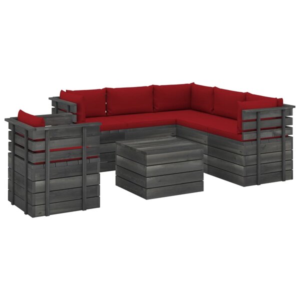 vidaXL Salon palette de jardin 7 Pièces avec coussins Bois de pin massif