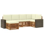 vidaXL Ensemble de canapés d'extérieur 6 pc Naturel et Crème Polyester