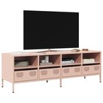 vidaXL Meuble TV rose 135x39x43 5 cm acier laminé à froid