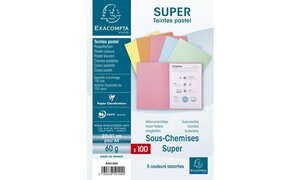Paquet de 100 sous-chemises SUPER 60 22x31cm Assorties EXACOMPTA