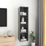 Vidaxl meuble tv mural gris brillant 37x37x142 5 cm aggloméré