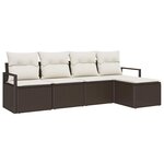 vidaXL Ensemble de canapé de jardin 5 Pièces Marron Poly rotin