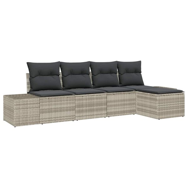 vidaXL Ensemble de canapé de jardin 5 Pièces Gris clair Poly rotin