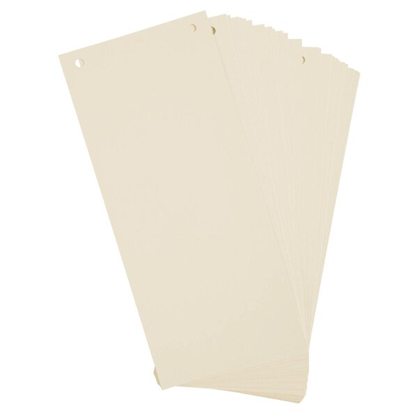 Paquet 100 Fiches Intercalaires Horizontales Unies Perforées - 105x240mm - Ivoire - X 12 - Exacompta