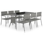vidaXL Ensemble à Manger de jardin 7Pièces Résine tressée Anthracite gris