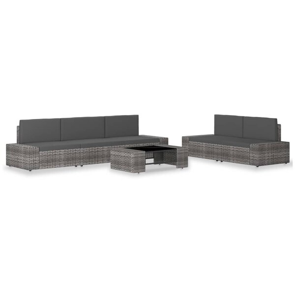 vidaXL Salon de jardin 6 Pièces Résine tressée Gris