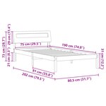 vidaXL Cadre de lit Marron 75 x 190 cm Bois massif en pin