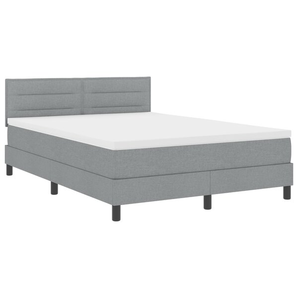 vidaXL Lit Box Spring avec Matelas & Lumière LED Gris Clair 140x190 cm Tissu