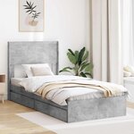 vidaXL Cadre de lit avec rangement et tête de lit Gris béton