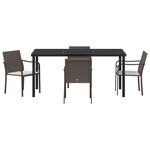 Ensemble de jardin 5 pièces avec coussins en polyrotin marron