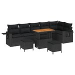 vidaXL Ensemble de canapé de jardin 9 Pièces Noir polyrotin