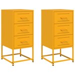 vidaXL Tables de chevet 2 Pièces jaune moutarde 36x39x78 cm acier