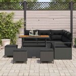 vidaXL Ensemble de canapé de jardin avec coussin 9 Pièces Noir