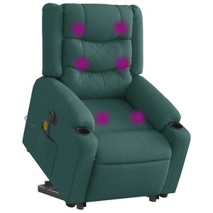 vidaXL Fauteuil inclinable de massage électrique Vert foncé Tissu