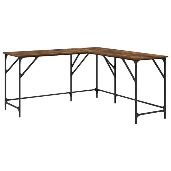 vidaXL Bureau chêne fumé 149x149x75 cm bois d'ingénierie