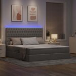 vidaXL Lit avec rangement et LED avec LED Taupe 160 x 200 cm Polyester