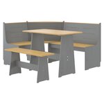 vidaXL Ensemble à manger REINE 3 Pièces marron miel gris bois pin massif