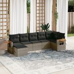 vidaXL Salon de jardin avec coussins 7 Pièces gris résine tressée