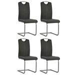 vidaXL Chaises à manger cantilever lot de 4 gris similicuir