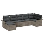 vidaXL Ensemble de Canapés de Jardin 7 Pièces avec Coussins Gris Rotin Poly