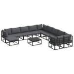 vidaXL Ensemble de canapé de jardin 12 Pièces Noir 71.5 x 71.5 x 71 cm
