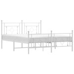 vidaXL Cadre de lit métal sans matelas et pied de lit blanc 150x200 cm