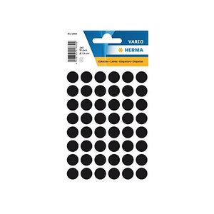 Sachet de 240 étiquettes multi-usages  diamètre: 12 mm  noir HERMA