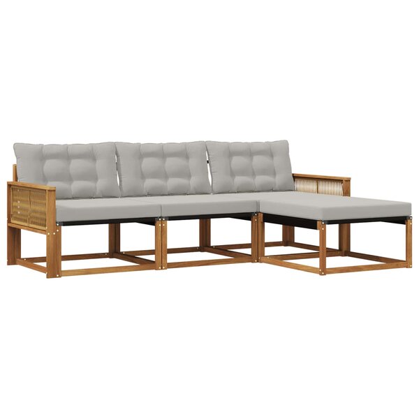 vidaXL Ensemble de canapés d'extérieur 4 pc Naturel et gris clair