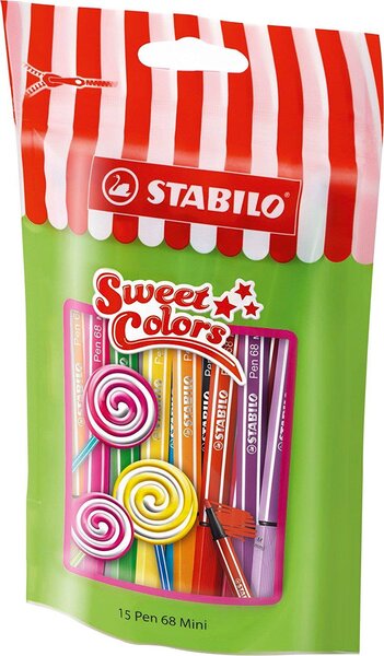 Sachet de 15 feutres Pen 68 Mini Sweet Colors STABILO
