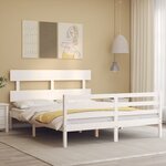 vidaXL Cadre de lit avec tête de lit blanc 160x200 cm bois massif