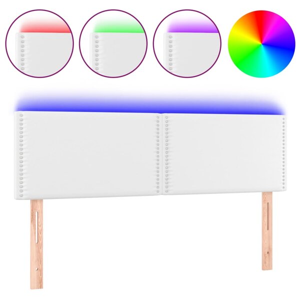 vidaXL Tête de lit à LED Blanc 144x5x78/88 cm Similicuir